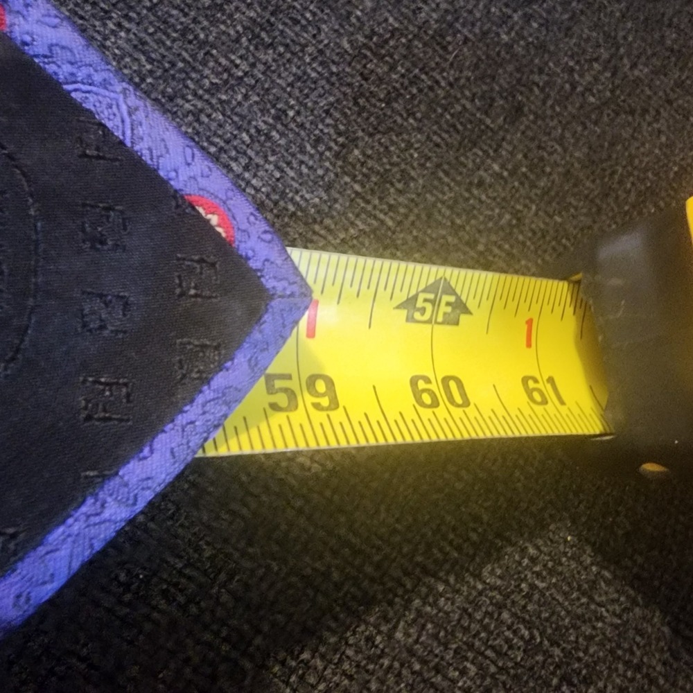 Vtg Fendi Roma‎ Tie 59" Red Blue/Purple Black Yellow Print Silk Italy - Picture 9 of 10